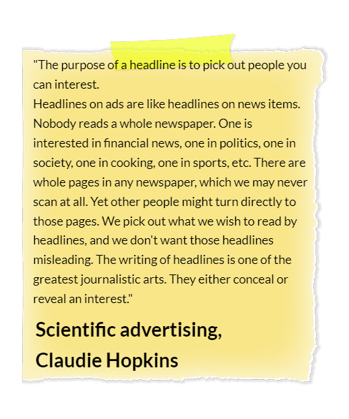 Scientific advertising, Claudie Hopkins