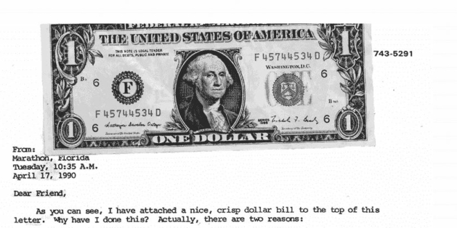 dollar bill letter