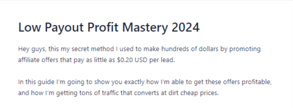 Low Payout Profit Mastery 2024